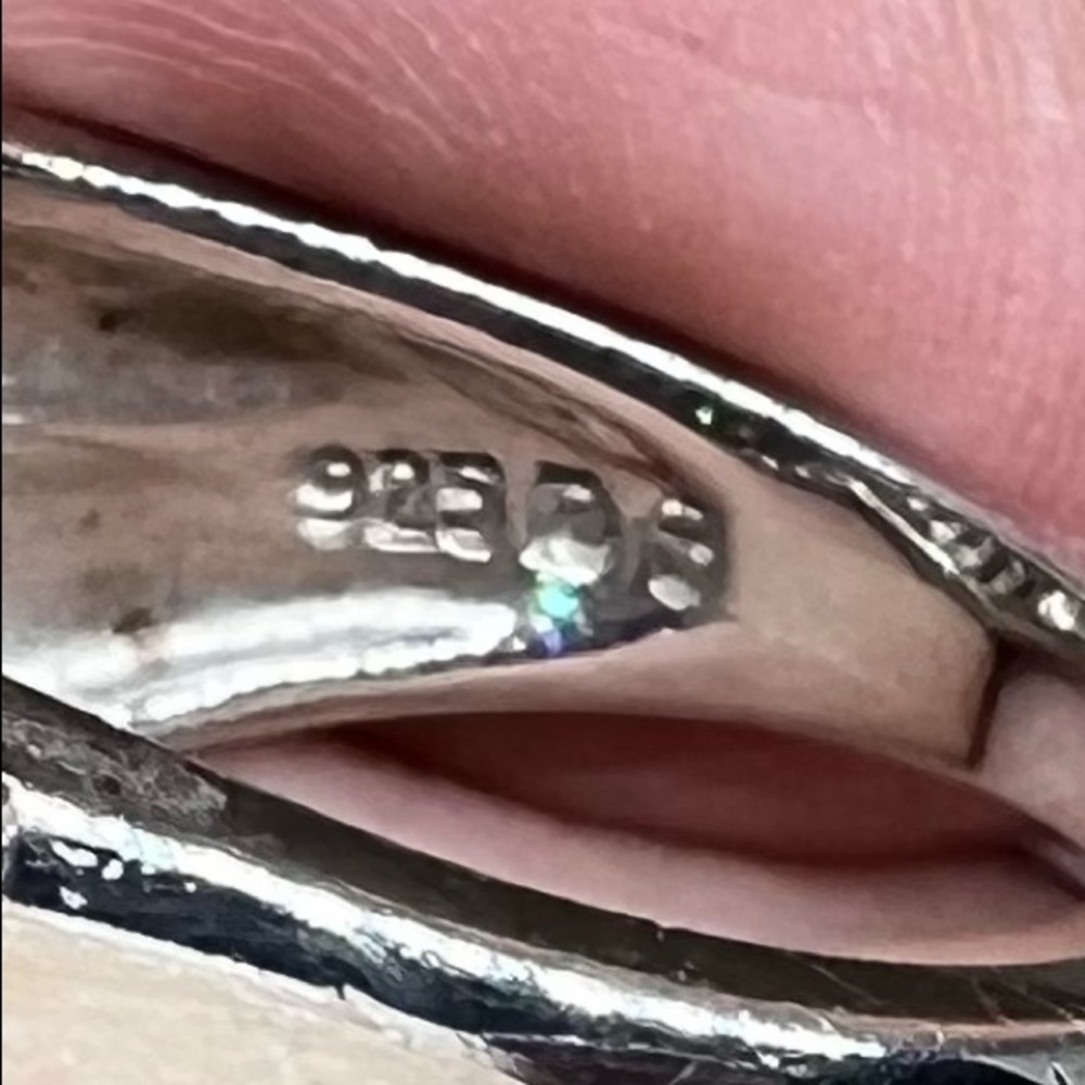 Pave Round & Baguette CZ Sterling Cross Over Ring - Picture 5 of 7